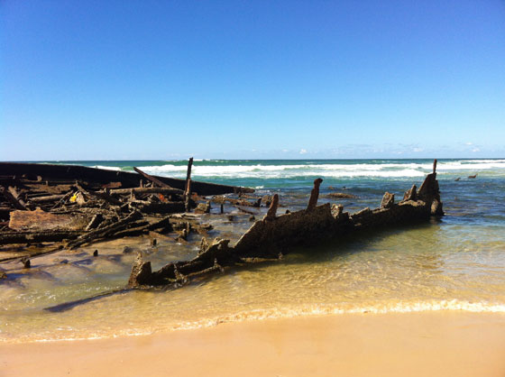 Epave d'un bateau abandonné sur l'île de Fraser Island
